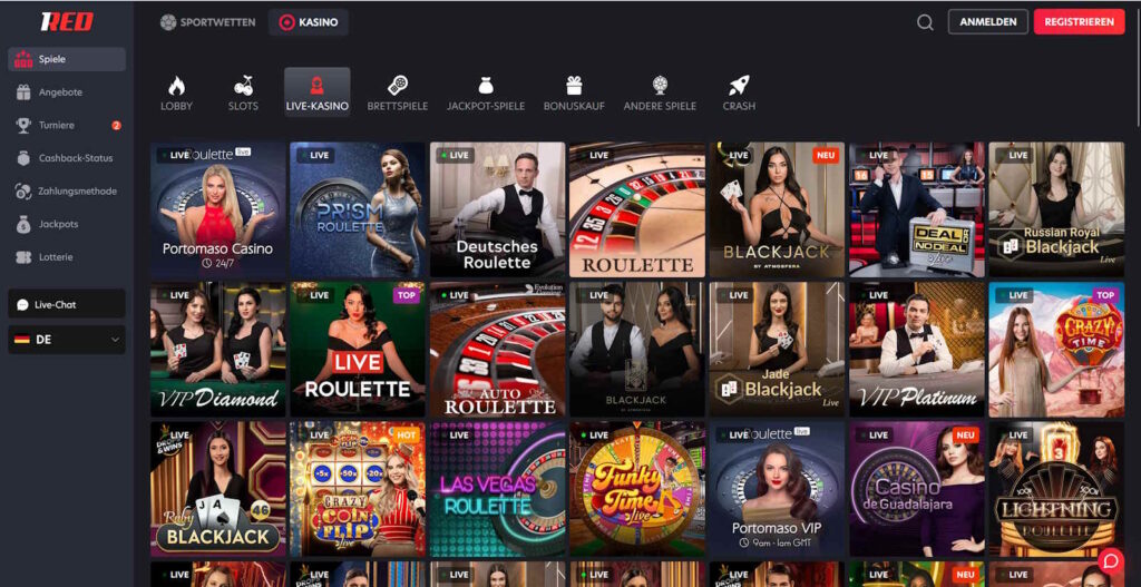 1red casino live games