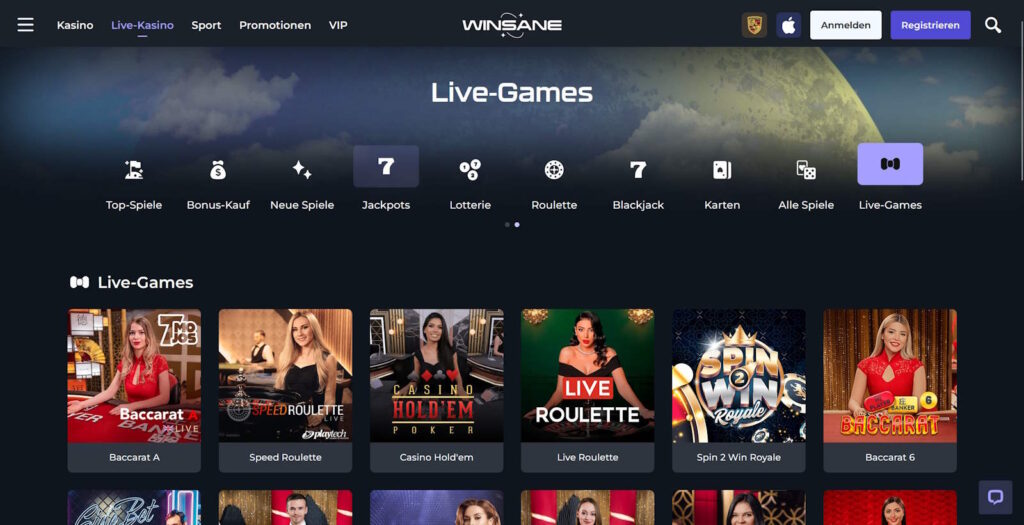 winsane live casino