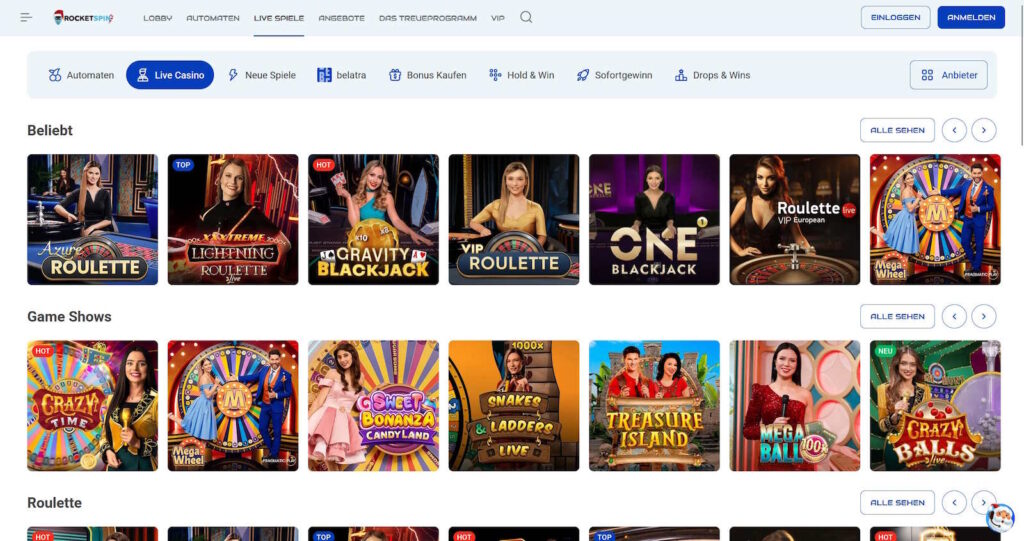 Rocketspin Livecasino