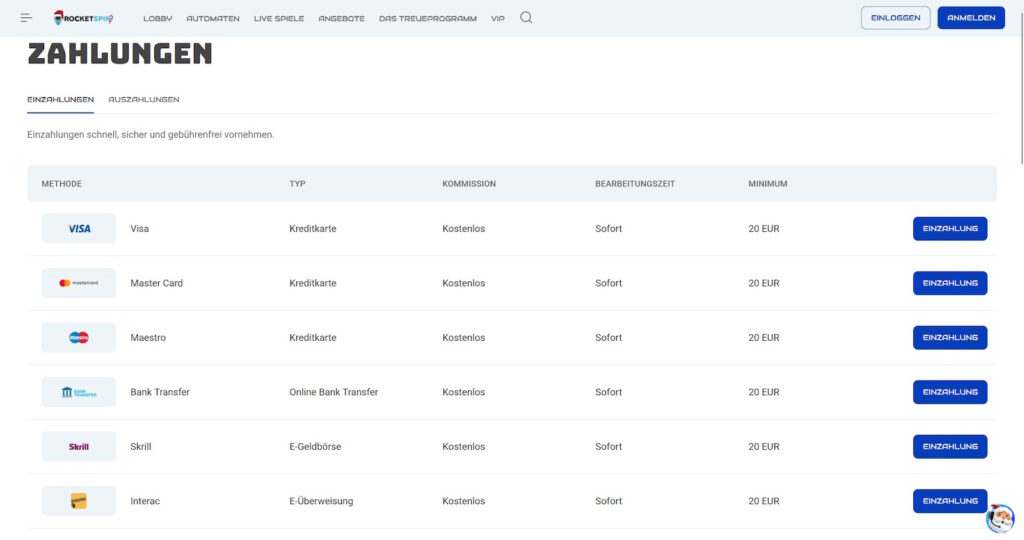 Rocketspin Zahlungen