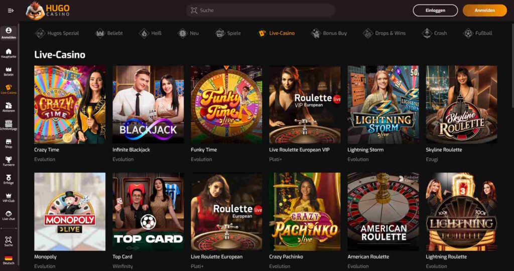 Hugo Casino Live Games